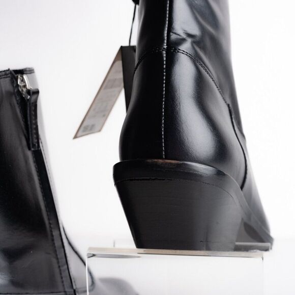 Massimo Dutti | Shoes | Nwt Massimo Dutti Heeled Squaretoe  Massimo Dutti Womens Leather Boots Square toe Black US 9 EU 40 NWB 1130/350
